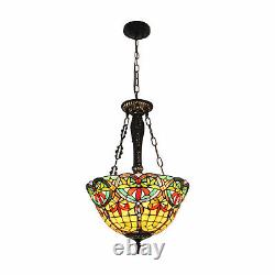 Ceiling Light Stained Glass Pendant Lamp Tiffany Chandelier Flush Mount Fixture