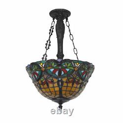 Ceiling Light Stained Glass Pendant Lamp Tiffany Chandelier Flush Mount Fixture