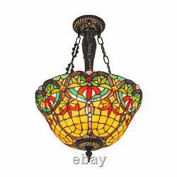 Ceiling Light Stained Glass Pendant Lamp Tiffany Chandelier Flush Mount Fixture