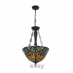 Ceiling Light Stained Glass Pendant Lamp Tiffany Chandelier Flush Mount Fixture