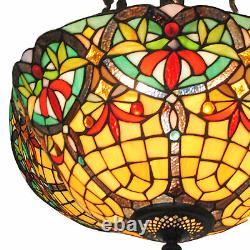 Ceiling Light Stained Glass Pendant Lamp Tiffany Chandelier Flush Mount Fixture