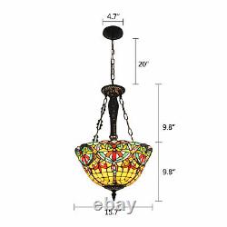 Ceiling Light Stained Glass Pendant Lamp Tiffany Chandelier Flush Mount Fixture