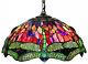 Chandelier Hanging Lamp Tiffany Style Green Dragonfly With Red Stained Glass Shade