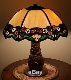 Charles Parker Arts & Crafts Leaded Slag Stained Glass Lamp Handel Duffner Era