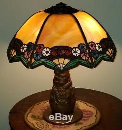 Charles Parker Arts & Crafts Leaded Slag Stained Glass Lamp Handel Duffner Era