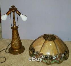 Charles Parker Arts & Crafts Leaded Slag Stained Glass Lamp Handel Duffner Era