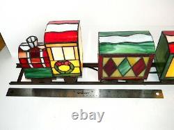 Christmas Train Tiffany Style Stained Glass Accent Table Lamp Night Light 39L