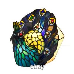 Colored Glass Peacock Lamp Tiffany Stained Glass Home Lighting Night Light Gift