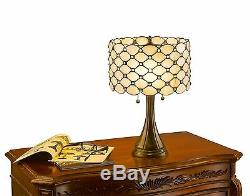 Contemporary Tiffany Style White Jeweled Table and Floor Lamp Set