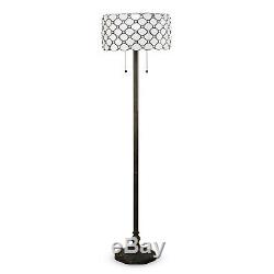 Contemporary Tiffany Style White Jeweled Table and Floor Lamp Set