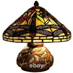 Copper Grove Carnach 10-inch Stained Glass Mini Dragonfly Table Lamp