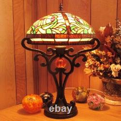 Cordeua Pattern Tiffany Style Stained Glass Table Lamp Satin Bronze Finish Base