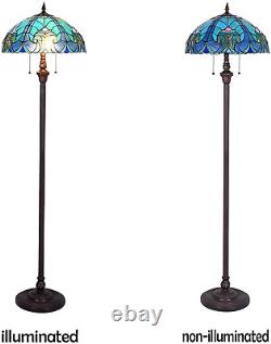 Cotoss Tiffany Floor Lamp, Stained Glass Lamp Shade, Vintage Antique Style Standin