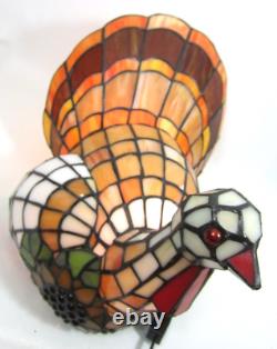 Cracker Barrel Stained-Glass Thanksgiving Turkey Lamp Light NEW in Box RARE