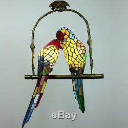 Creative Parrots Stained Glass Chandeliers Metal Pendant Ceiling Lamp Lighting
