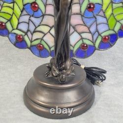 Crosa Stained Glass Lamp Peacock Lady Bronze Art Nouveau Tiffany Style 21 2003