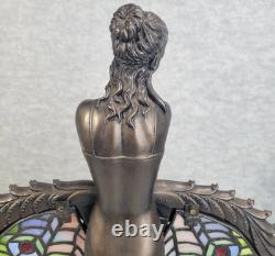 Crosa Stained Glass Lamp Peacock Lady Bronze Art Nouveau Tiffany Style 21 2003