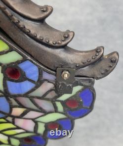 Crosa Stained Glass Lamp Peacock Lady Bronze Art Nouveau Tiffany Style 21 2003