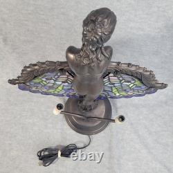 Crosa Stained Glass Lamp Peacock Lady Bronze Art Nouveau Tiffany Style 21 2003