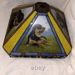 DANBURY MINT Rottweiler TIFFANY STYLE-STAINED GLASS LAMP Shade 14.5X8