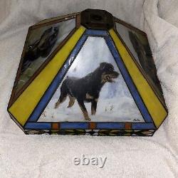 DANBURY MINT Rottweiler TIFFANY STYLE-STAINED GLASS LAMP Shade 14.5X8