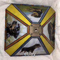 DANBURY MINT Rottweiler TIFFANY STYLE-STAINED GLASS LAMP Shade 14.5X8