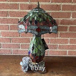 Dale Tiffany Dragon Fly Table Lamp- RARE -Signed Stained Glass Dragonfly Design