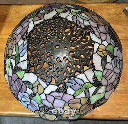 Dale Tiffany Lamp Shade Signed Numbered Stained Glass VINTAGE 18X 9 Nice