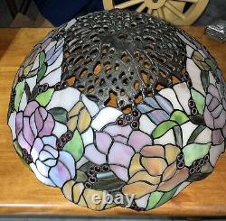 Dale Tiffany Lamp Shade Signed Numbered Stained Glass VINTAGE 18X 9 Nice