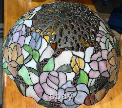 Dale Tiffany Lamp Shade Signed Numbered Stained Glass VINTAGE 18X 9 Nice