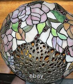 Dale Tiffany Lamp Shade Signed Numbered Stained Glass VINTAGE 18X 9 Nice