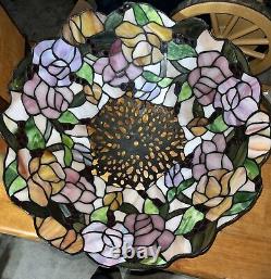 Dale Tiffany Lamp Shade Signed Numbered Stained Glass VINTAGE 18X 9 Nice