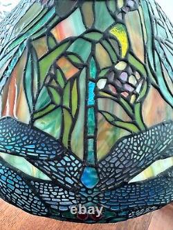 Dale Tiffany Limited Edition Bronze SNAKE BASKET stained glass FLORAL DRAGONFLY