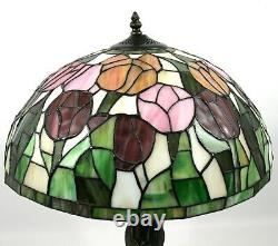Dale Tiffany Multicolor Rose Wall Plug In Stained Glass Table Lamp