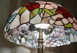 Dale Tiffany Stained Glass Butterfly Floral Table Lamp 27 EUC