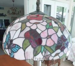 Dale Tiffany Stained Glass Butterfly Floral Table Lamp 27 EUC