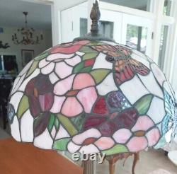 Dale Tiffany Stained Glass Butterfly Floral Table Lamp 27 EUC