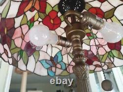 Dale Tiffany Stained Glass Butterfly Floral Table Lamp 27 EUC