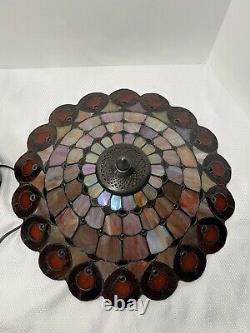 Dale Tiffany Stained Glass Lamp Shade Pottery Base Table Lamp Brown