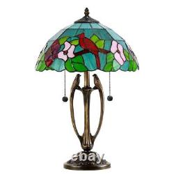 Dale Tiffany Table Lamp 2-Light 21.5 with Stained Glass Plug-In Antique Bronze