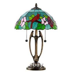 Dale Tiffany Table Lamp 2-Light 21.5 with Stained Glass Plug-In Antique Bronze