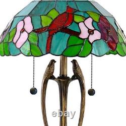 Dale Tiffany Table Lamp 2-Light 21.5 with Stained Glass Plug-In Antique Bronze