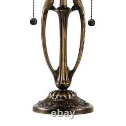 Dale Tiffany Table Lamp 2-Light 21.5 with Stained Glass Plug-In Antique Bronze