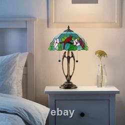 Dale Tiffany Table Lamp 2-Light 21.5 with Stained Glass Plug-In Antique Bronze