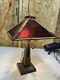 Dale Tiffany Stained Glass Lamp With Mica & Stained Glass Shade Rare Model