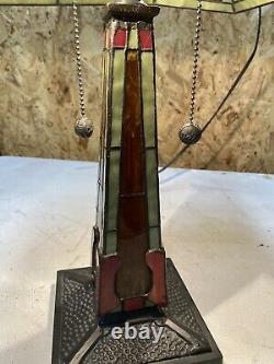 Dale Tiffany stained glass lamp WITH mica & stained glass shade RARE MODEL