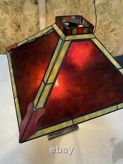 Dale Tiffany stained glass lamp WITH mica & stained glass shade RARE MODEL