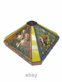 Danbury MINT Beagles Dogs Stained Glass Lamp Tiffany Style Lamp Shade RARE