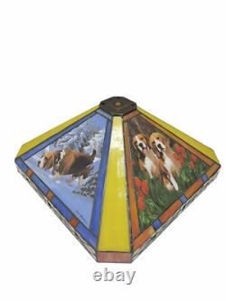 Danbury MINT Beagles Dogs Stained Glass Lamp Tiffany Style Lamp Shade RARE