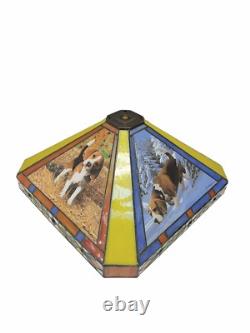 Danbury MINT Beagles Dogs Stained Glass Lamp Tiffany Style Lamp Shade RARE